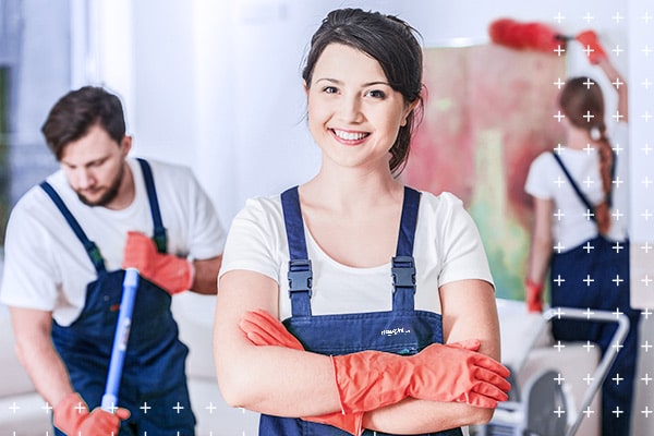 Équipe pro entreprise ménage